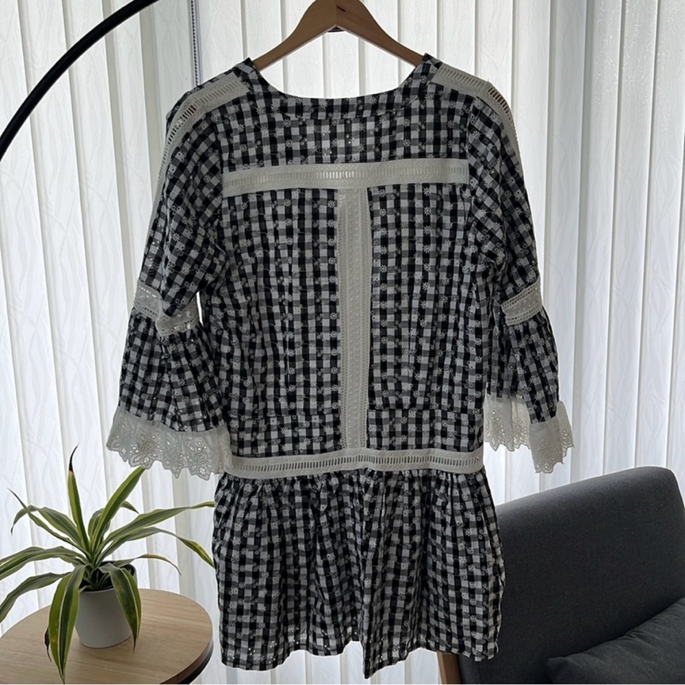 NWOT Allison New York Dropped Waist Women's Black & White Summer Dress - Picture 4 of 10